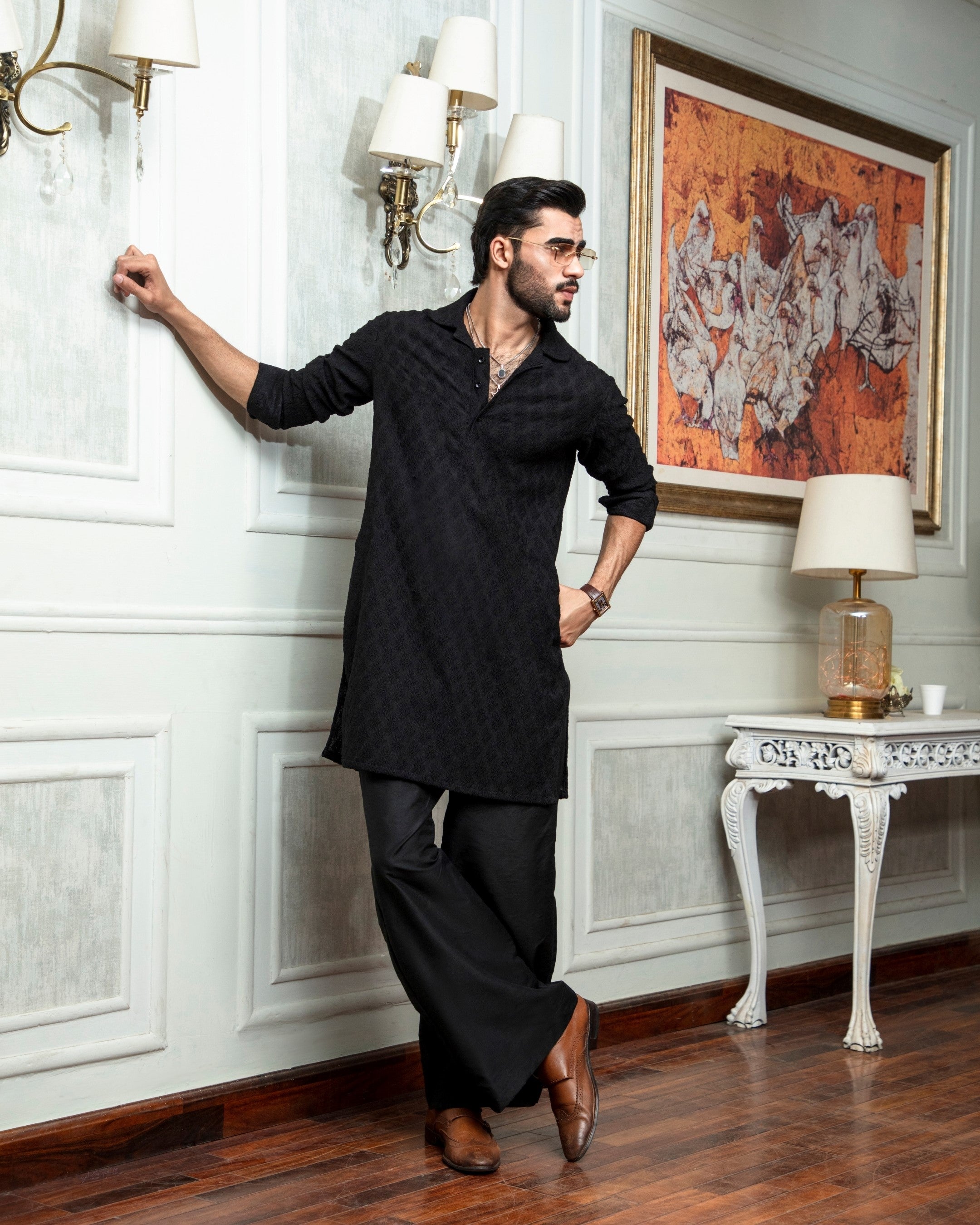 Black Designer Kurta Pajama (ME-003)