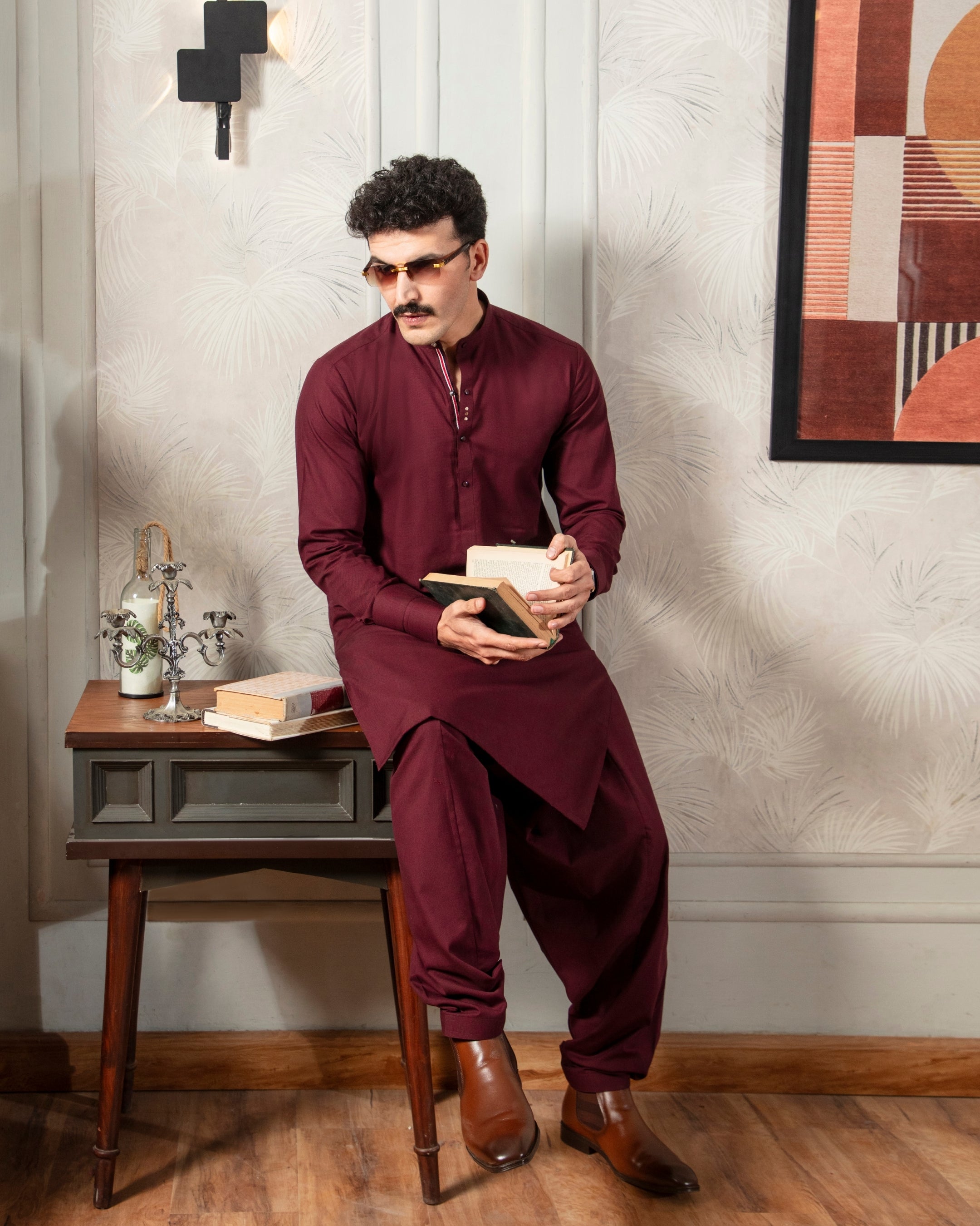 Maroon Signature Shalwar Kameez (ME-007)