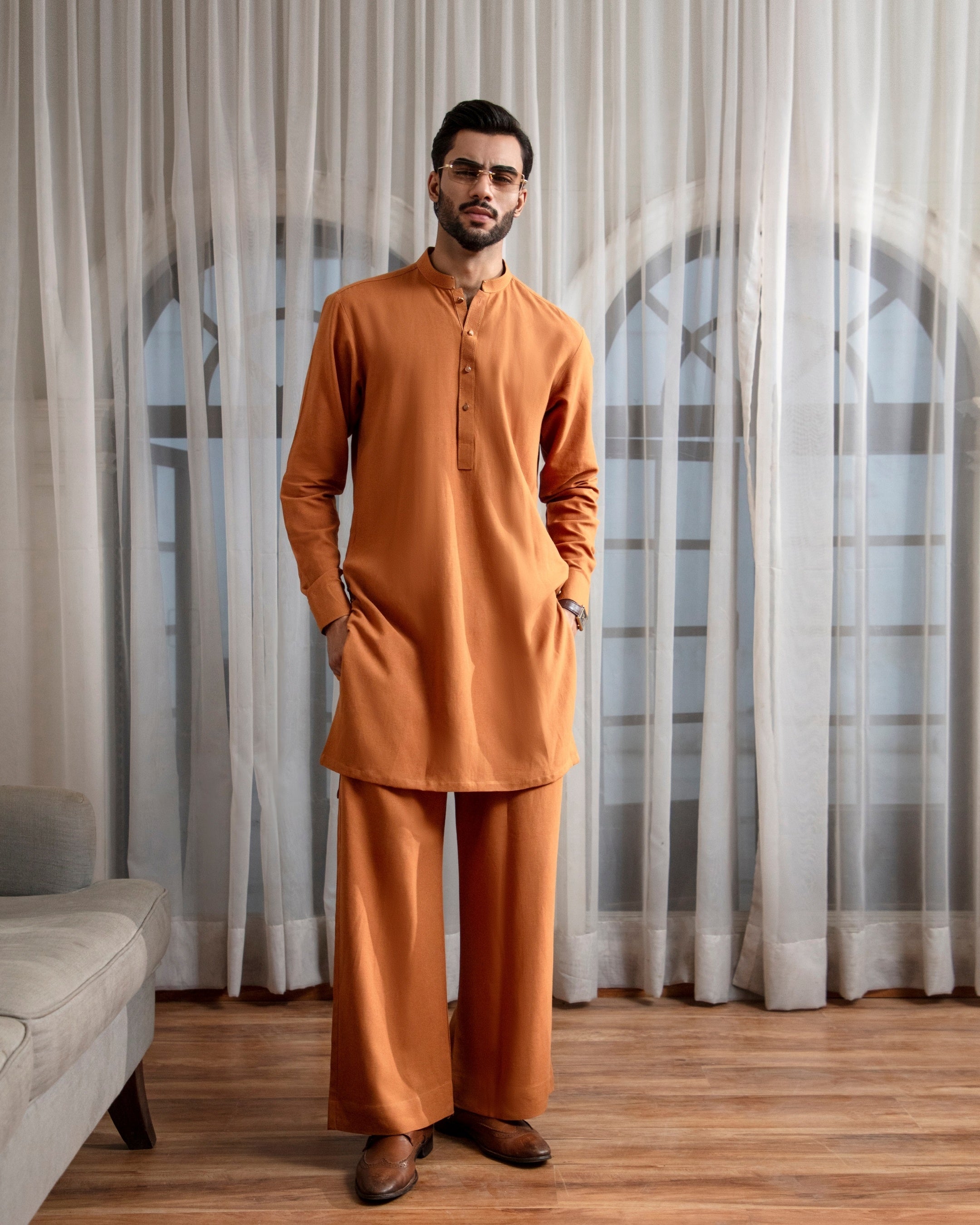 Rust Orange Kurta Pajama (ME-004)