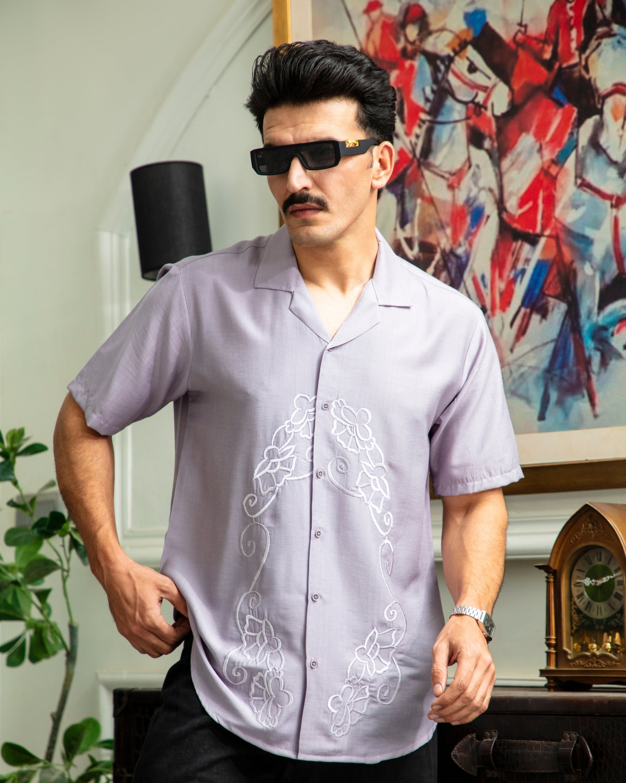 Lailac Embroidered Cuban Shirt