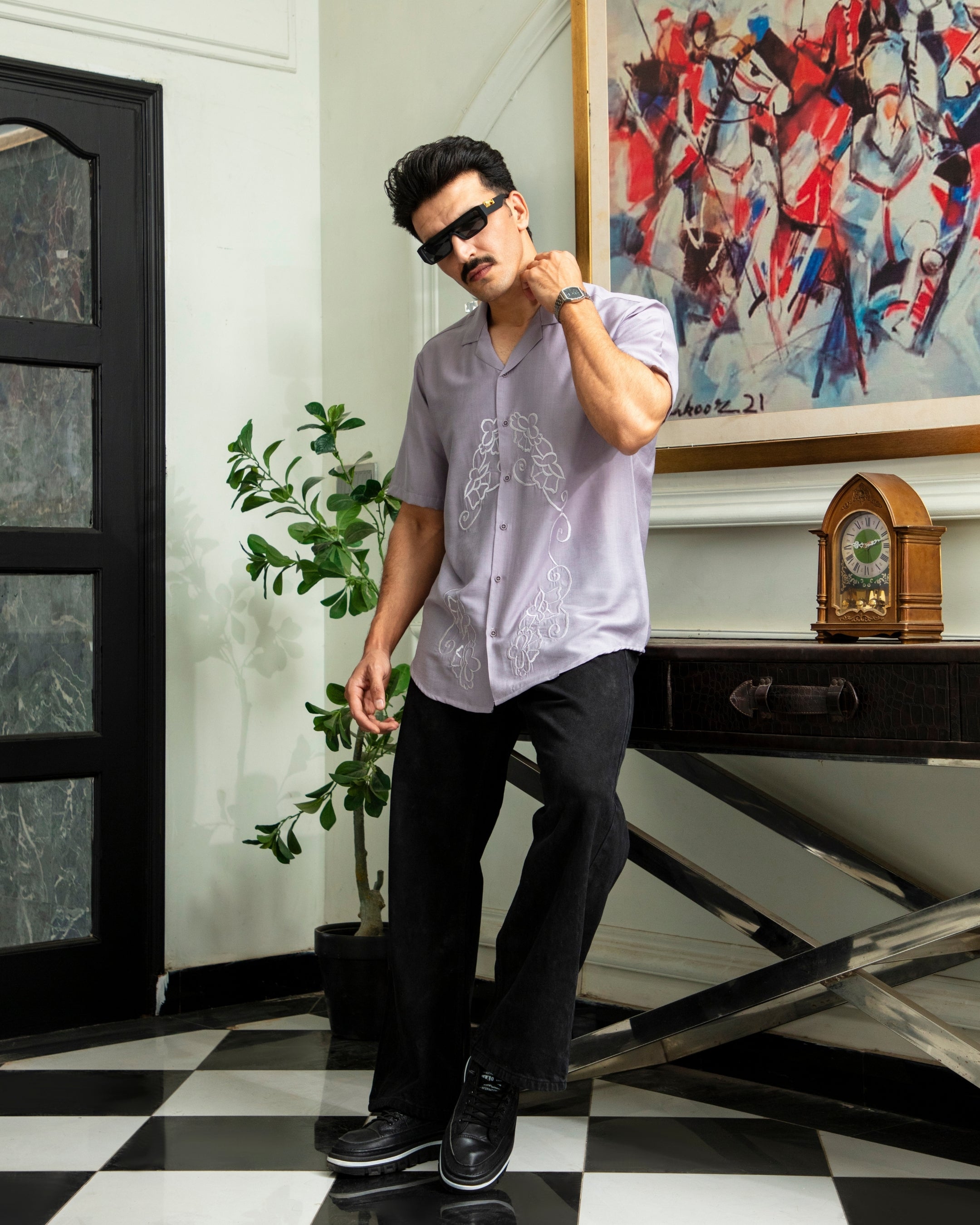 Lailac Embroidered Cuban Shirt