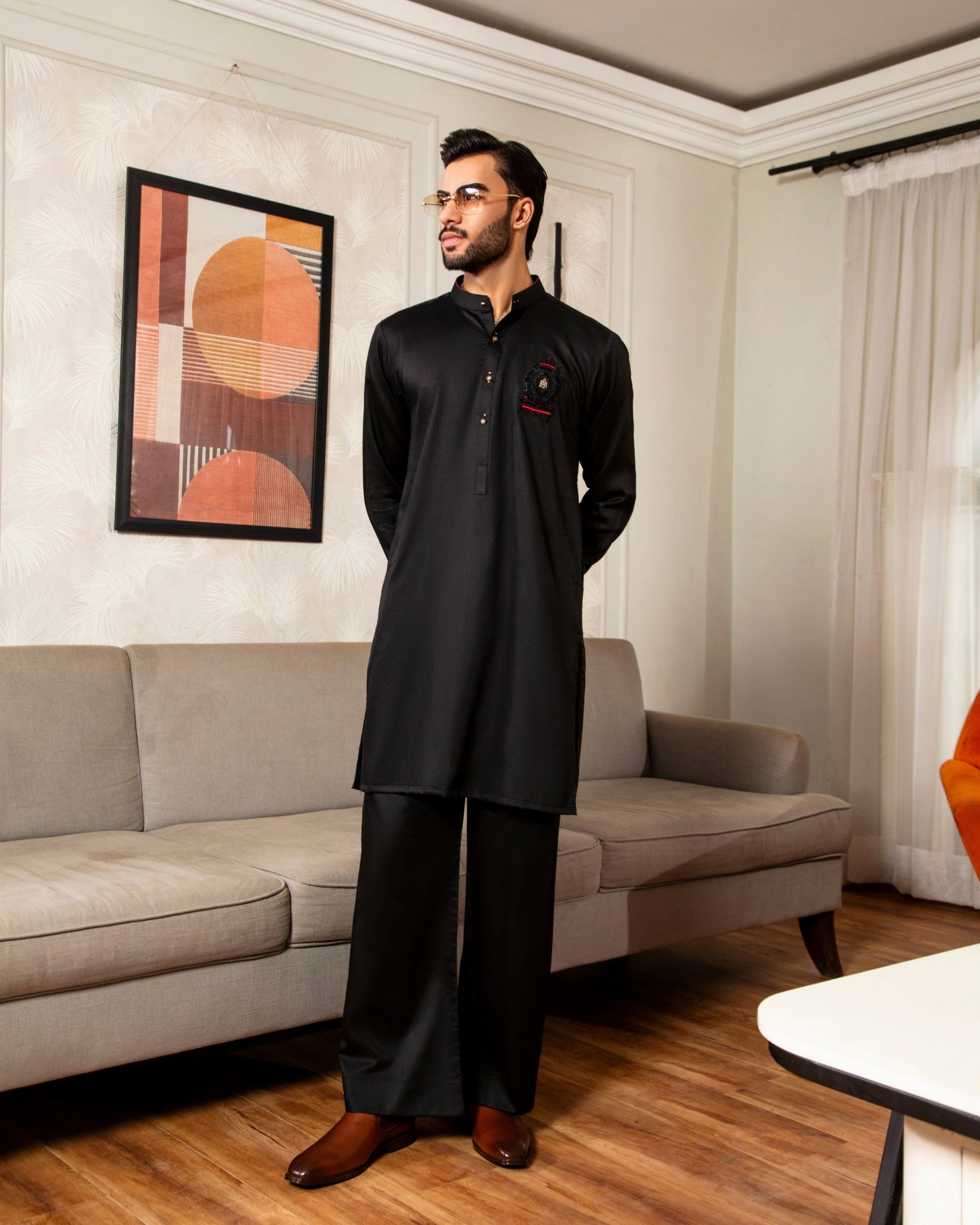 Royal Black Designer Kurta Pajama (ME-006)